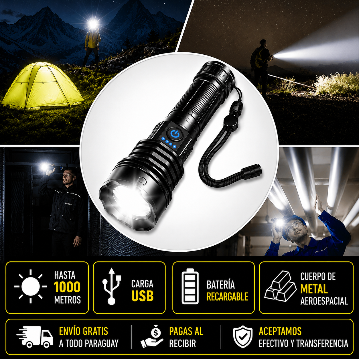 🔦 Linterna AMERICANA DE METAL LÁSER PRO!